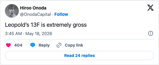 Timeline screenshot: Leopold’s 13F is extremely gross