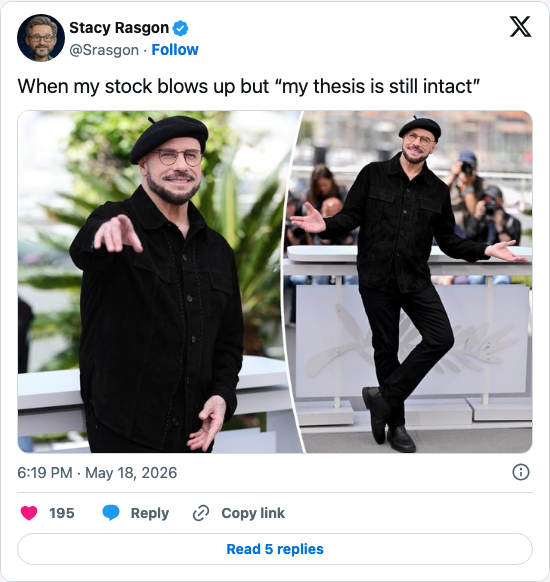 Timeline screenshot: When my stock blows up but “my thesis is still intact” pic.twitter.com/cbyRtxWC2Z