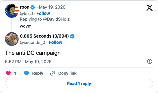 Timeline screenshot: The anti DC campaign