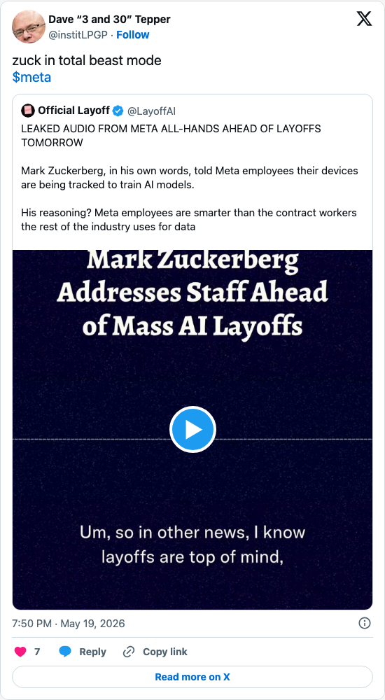 Timeline screenshot: zuck in total beast mode$meta https://t.co/nJhuIUO35M