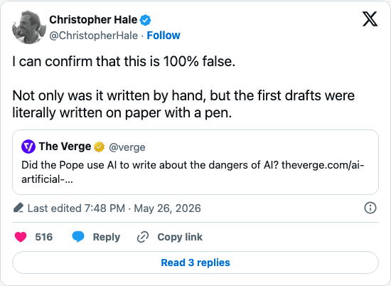 Timeline screenshot: I can confirm that this is 100% false.
Not only was it written by hand, but the first drafts were literally written on paper with a pen. https://t.co/60rer…