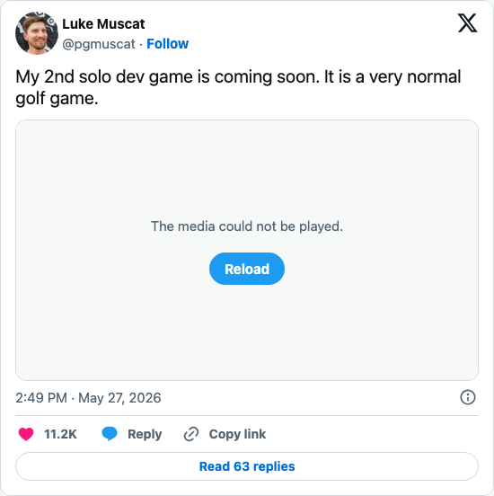 Timeline screenshot: My 2nd solo dev game is coming soon. It is a very normal golf game. pic.twitter.com/gvUSlAeOL8