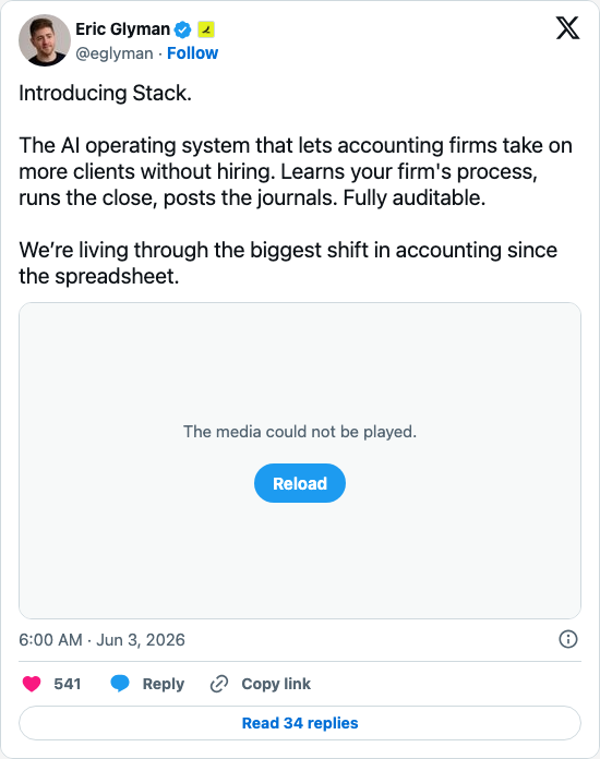 Timeline screenshot: Introducing Stack.

The AI operating system that lets accounting firms take on more clients without hiring. Learns your firm's process, runs the close, posts…