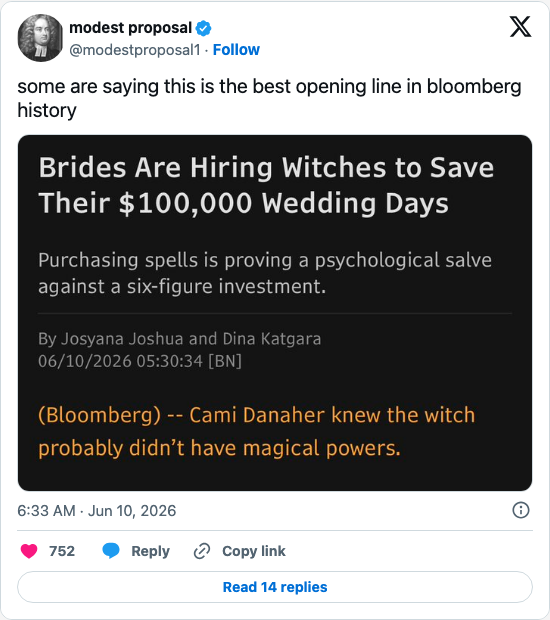 Timeline screenshot: some are saying this is the best opening line in bloomberg history pic.twitter.com/ZdZLWiJUXq